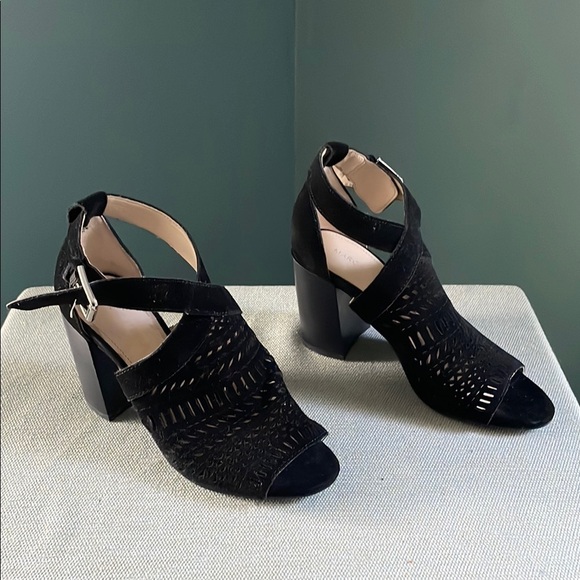 Adidas Black Heeled Sandals with Block Heel - Picture 1 of 10